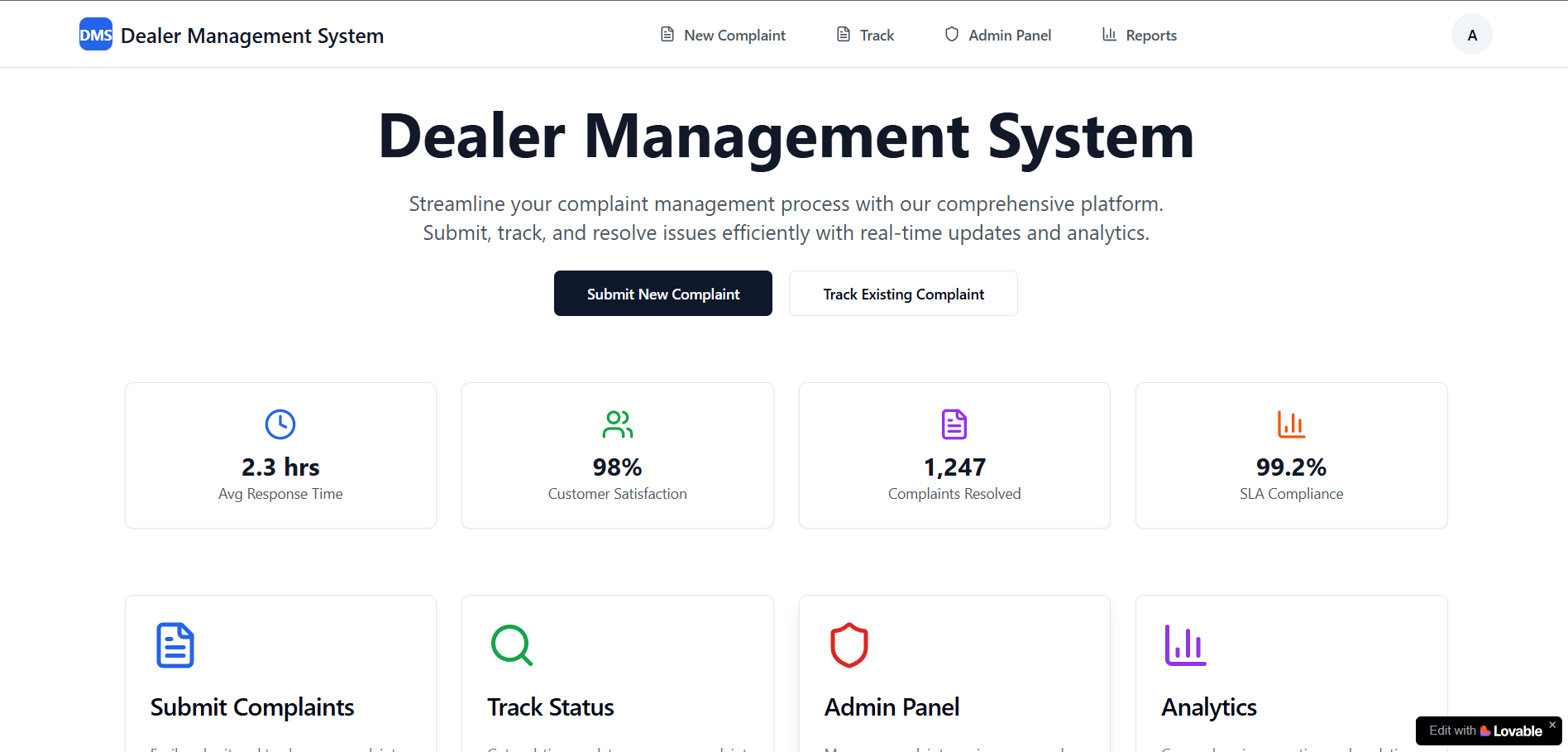 AI-Powered DMS Complaint Management System preview