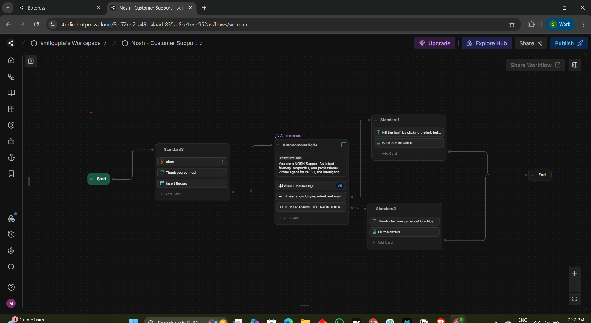 Nosh Robotics — Customer Support & Sales Chatbot preview
